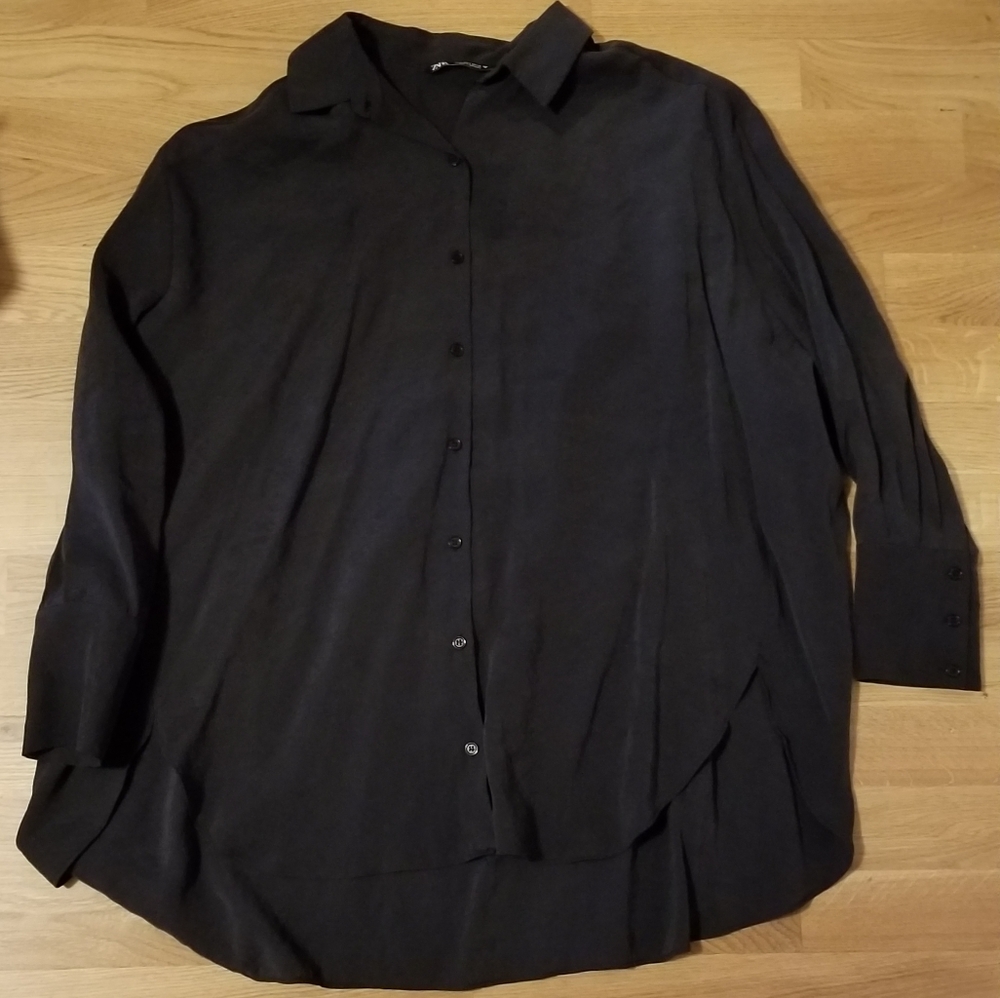 Zara dark gray button up skirt